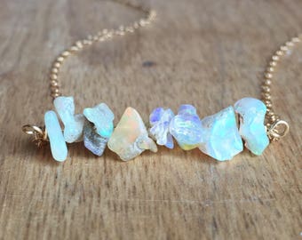 Raw Opal Necklace - Opal Necklace - Opal Jewelry - Opal - Natural Opal Necklace - Raw Welo Opal - Raw Opal - October Birthstone