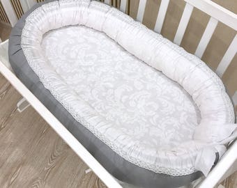 Babynest-transformer GREY Handmade, Baby Nest, Baby Nest Bed, Co Sleeper, Baby Travel Bed, Travel Cot, Baby Shower Present