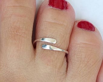 Sterling Silver Toe Ring, Silver Knuckle Ring, Silver Adjustable Ring, Silver Simple Ring, Leaf Toe Ring, Silver Ring, Small Ring