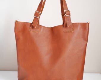 Huge Elegant Leather Bag Urban Style Tote Brown Color, Brown Leather Tote, Italian Leather Huge Bag, Crossbody Genuine Leather Bag