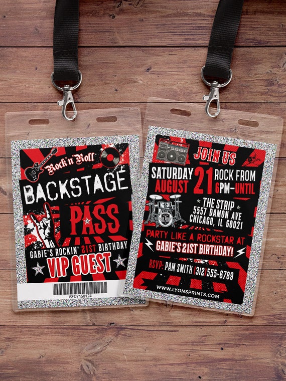 Punk Rock, VIP PASS, backstage pass, Vip invitation, birthday, pop star ...