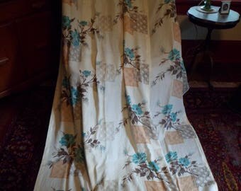 Vintage 1940's/50's (2) Curtain Drape Panels Pinch Pleats 86" Lovely Mid Century Floral Design!