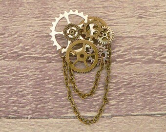 Steampunk Brooch, Cog Brooch, Steampunk Pin, Cog Pin, Steampunk Jewellery, Cog Jewellery, Steampunk Jewelry, Cog Jewelry, Dieselpunk Brooch