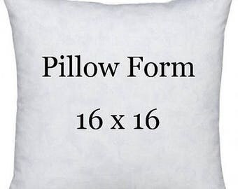 SALE 16 x 16 Pillow Insert, 100% Poly Fiberfill Pillow Insert, 16x16 Pillow Form, Hypoallergenic Pillow Form, Square Pillow Cover Insert, 16