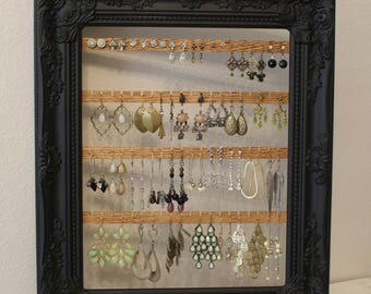 Custom Wall Mount Jewelry Organizer | Hanging Earring Organizer | Framed Earring Holder | Hanging Jewelry Organizer | Wall Jewelry Holder