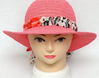 Womens Sun Hat Pink hat Crochet Hat Sun Hat Wide Brim Hat Womens Hats Womens Gift Ideas Brim Hat Beach Accessories anniversary gift for wife