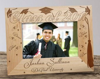 Graduation Engraved Wood Frame, Class of Personalized Photo Frame, Personalized Graduation Picture Frame