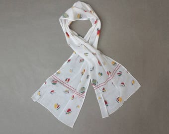 70s Cotton Block Printed Headscarf // Cotton Gauze Scarf