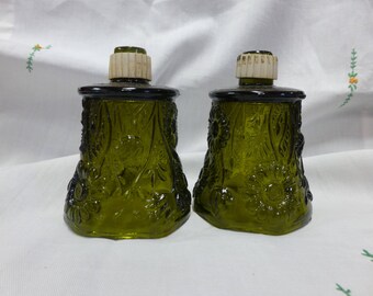 Vintage Green Glass Votive Holders