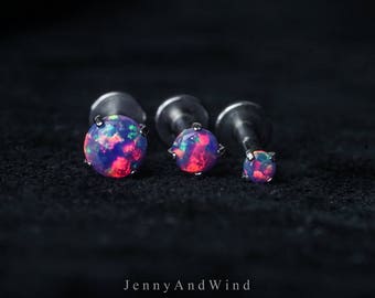 triple helix earring cartilage earring tragus earring cartilage piercing forward helix piercing 16g purple fire opal internal thread