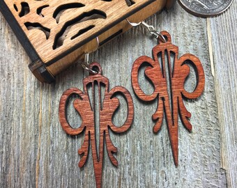 Laser cut wood earrings #8