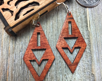 Laser cut wood earrings #10