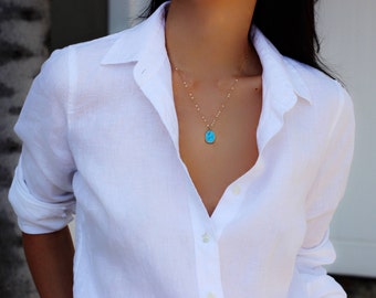 Turquoise Necklace, Delicate Turquoise Necklace, Boho Chic Necklace, Turquoise Choker, Turquoise Gold, Gold Choker, Boho Choker, Turquoise