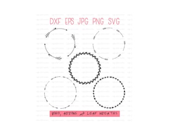 BOHO SVG WREATH, Digital Cut File, Arrow, Floral, Tribal, Laurel, wedding gift, wedding favors, Instant Download xf eps jpg png svg