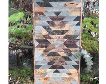 Rustic Tribal Aztec Print Wood Wall Art
