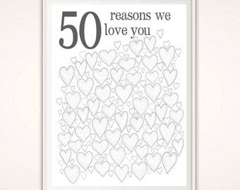 50th Birthday Gift for Men - 50th Anniversary Gifts, 50th Birthday Party Decorations, Gifts for Husband, 50th Birthday Poster, PRINTABLE DIY