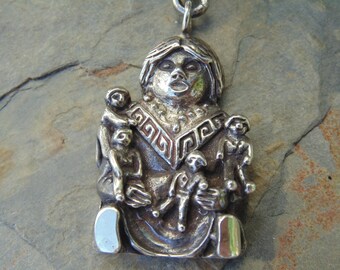Southwestern Large Sterling Storyteller Pendant - 16 Grams