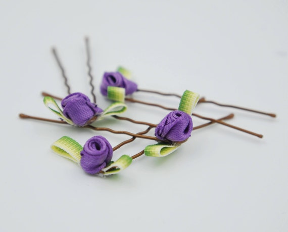 Purple Rose Hair Pins Purple Flower Hair Pin Decorative