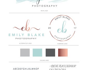 Watercolor Logo, Photography Logo, Photography watermark, Logo design, Rose Gold logo, Logo, Watermark, Logo, Branding Kit, Branding Package
