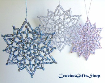 Christmas Snowflake Crochet PATTERNS Ornaments PDF Pattern Instant Download Lace snowflakes Christmas gift Christmas Decoration Home Decor
