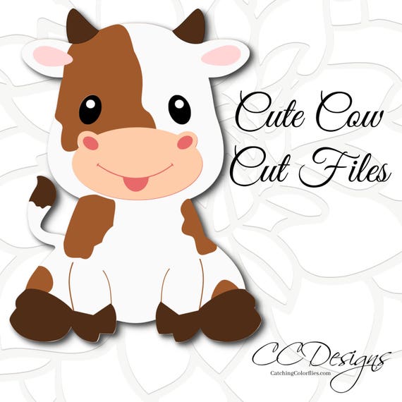 Download Cute Cow SVG cut file, Baby cow sitting SVG, Farm animal ...