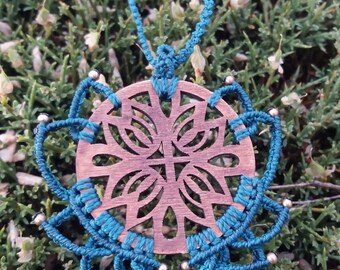 Lotus Flower woven wood mano.mandala natural.verde agua.piezas doradas.boho and elegante.ideal regalo.fiesta.etnico.pieza only.