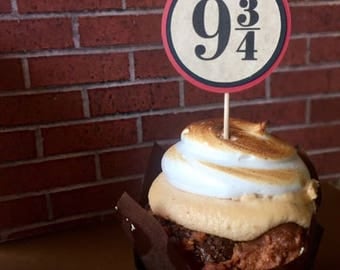 12 Harry Potter Birthday Cupcake Topper *Platform 9 3/4*