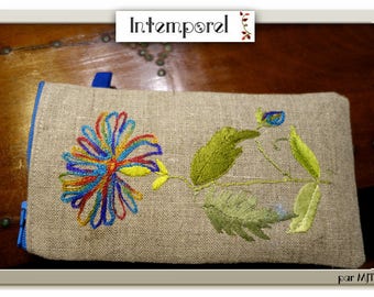 Hand embroidered textile cell phone case
