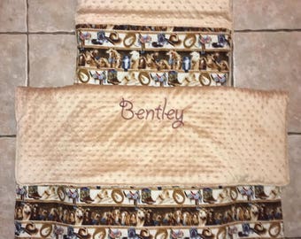 Custom embroidered western nap mat cover and blanket
