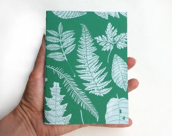 Screenprinted Hand Sewn A6 Notebook : Leaf