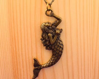 Mermaid necklace / bronze mermaid necklace