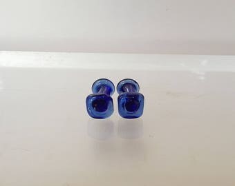 Handcrafted blue glass cufflinks