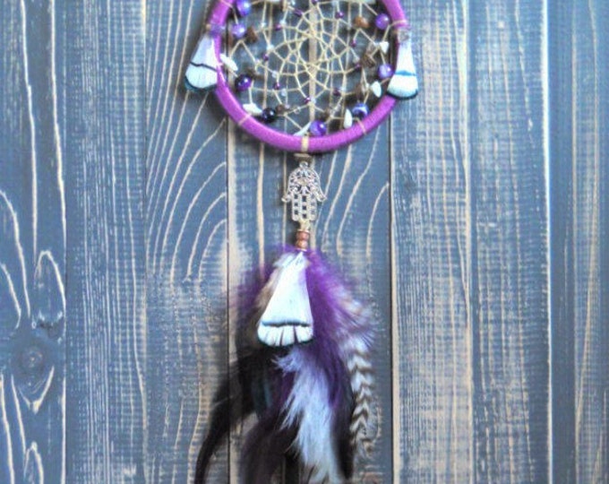 Boho dream catcher Purple boho dreamcatcher Wall Hangings Home decor Dream catcher wall hanging Hamsa dream catcher Small dream catcher