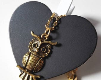 Harry Potter Hedwig OWL necklace gilded antique vintage Hogwarts magic geek gift idea