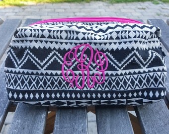 Monogram Makeup Bag, Monogram bag, Monogrammed makeup bag, Monogrammed, Tribal print,