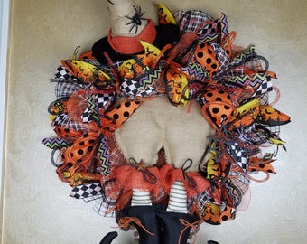 Witch Wreath, Halloween Wreath, Happy Halloween Wreath, Front Door Wreath, Halloween Decor