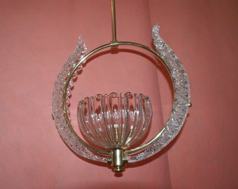MURANO Barovier and Toso 40 50 years ' Suspension 40 1 light CHANDELIER Chandelier's Beatifull restoration polished brass