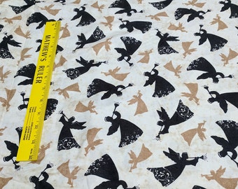 Noel-Angels on Beige Cotton Fabric from Timeless Treasures