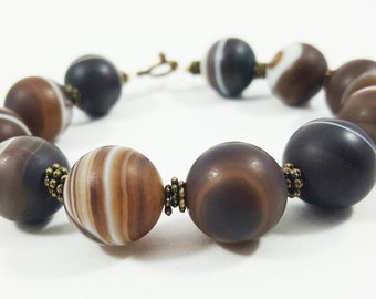 Botswana agate bracelet,Agate bracelet,Bracelet for her,14mm beads bracelet,Boho bracelet,Bohemian bracelet,Yoga bracelet,Mala bead bracelet