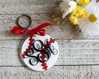 Monogram Baseball Keychain