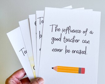 Gifts For Teachers Classrooms, Teacher Art Print Set of 5 Prints, Back to School Teacher Gifts, The Influence of a Good Teacher