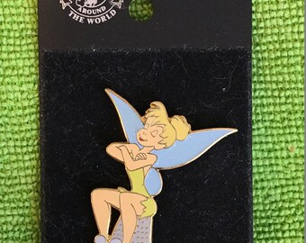 Disney Pin Tinkerbell sitting on Thimble, arms folded! ~ still on original card