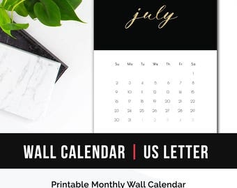 2017 Printable Monthly Wall Calendar • 2017 Wall Calendar PDF Printable Desk Calendar 2017 Monthly Calendar Gold
