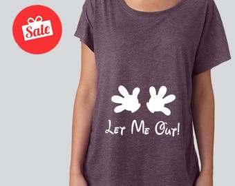 Maternity Let Me Out Disney Slouchy Dolman Shirt. Off the Shoulder Disney Shirt.
