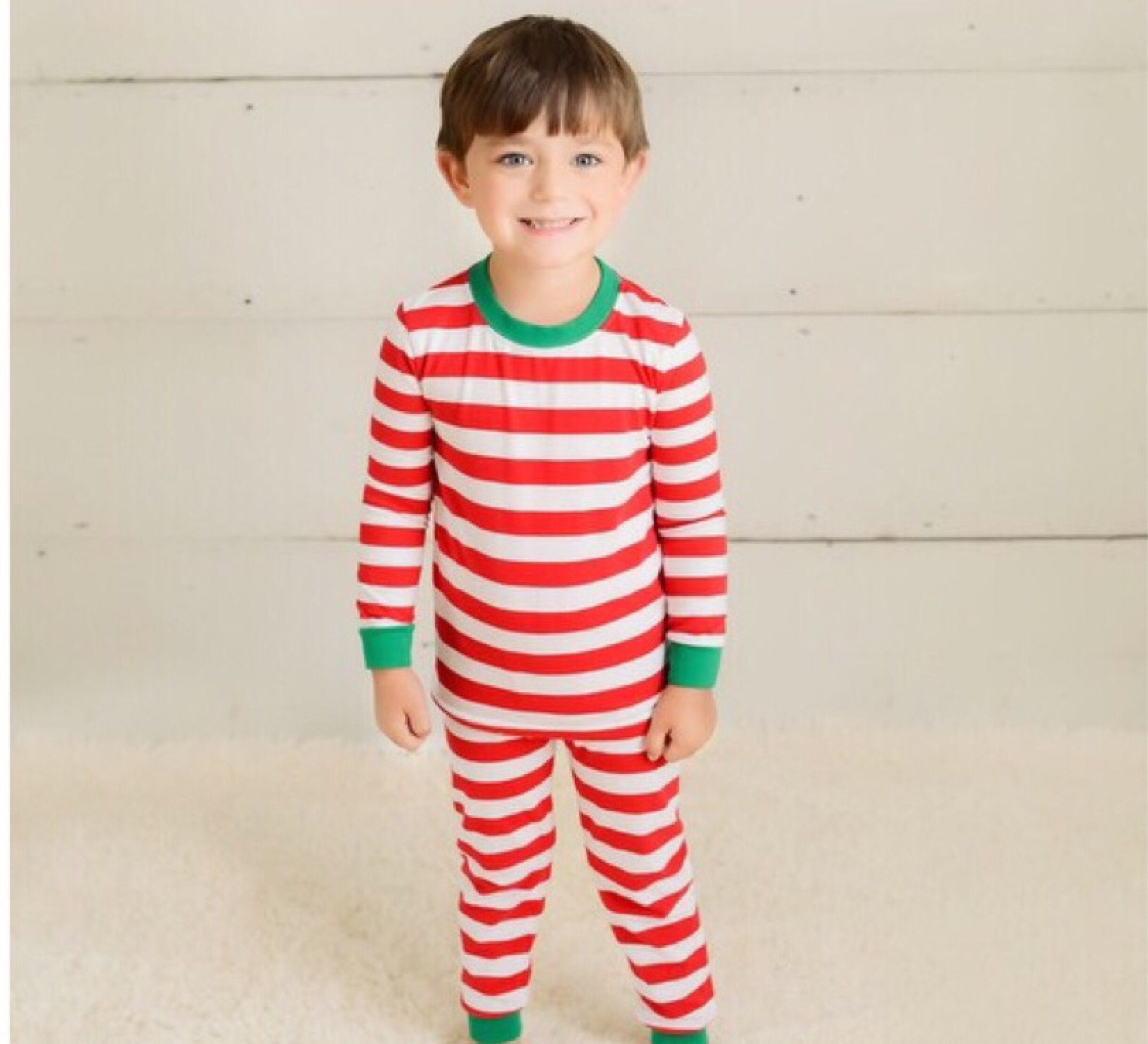 Personalized striped Christmas pajamas