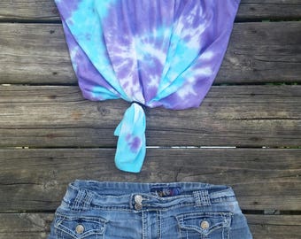 Hippie peasant blouse, boho tie dye, romantic boho top, peasant blouse, turquoise tie dye, large tie dye shirt, tie dye blouse, hippy shirt