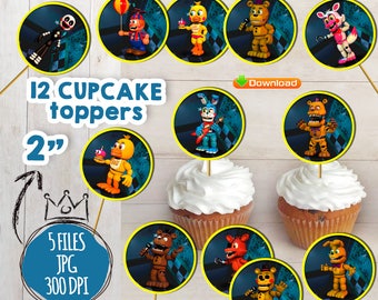 FNAF sticker. fnaf printable. FNAF Centrepieces. Five nights at freddys party supplies. Sister Location. FNAF Let's Eat Pizza Party