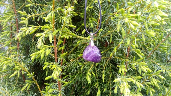 Amethyst pendant, for men, protection amulet, energy crystal, natural crystal, amethyst jewelry, amethyst necklace