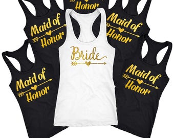 Maid of honor tank top, maid of honor shirt, bridal shirts, Bridesmaid wedding gifts for her, Custom bachelorette, wedding tanks, D119