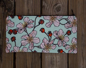 Italy handmade cotton Pochette with dog roses design
